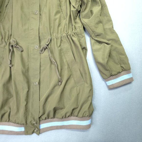 Free People Jacket Womens S - M Green Drawstring High Collar Zip Snap Boho Coat - Picture 2 of 12